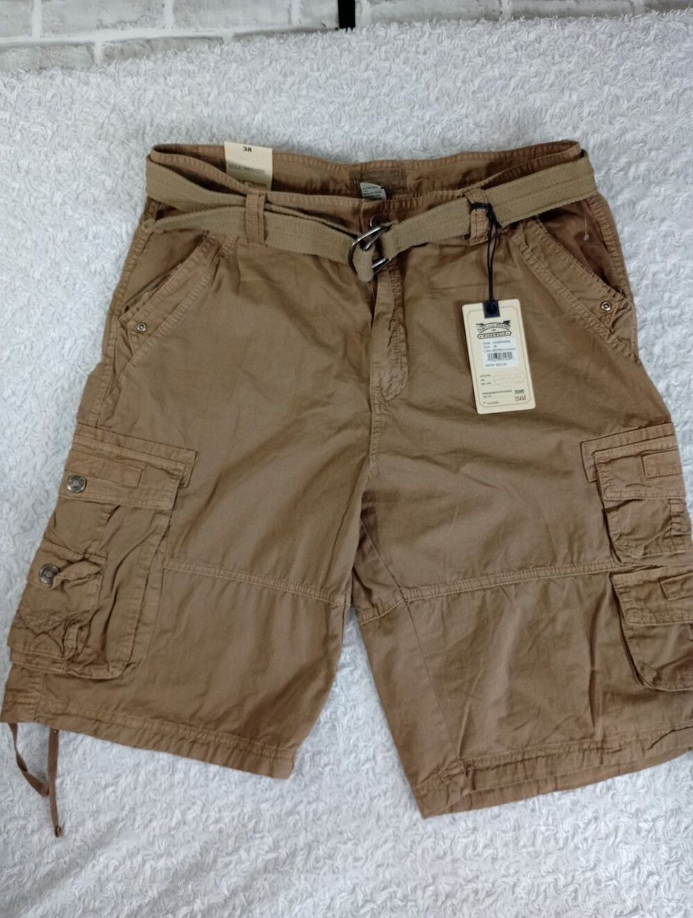 Colors Alexander Julian Mens Brown Khaki Flat Front Outdoor Cargo Shorts Size 38